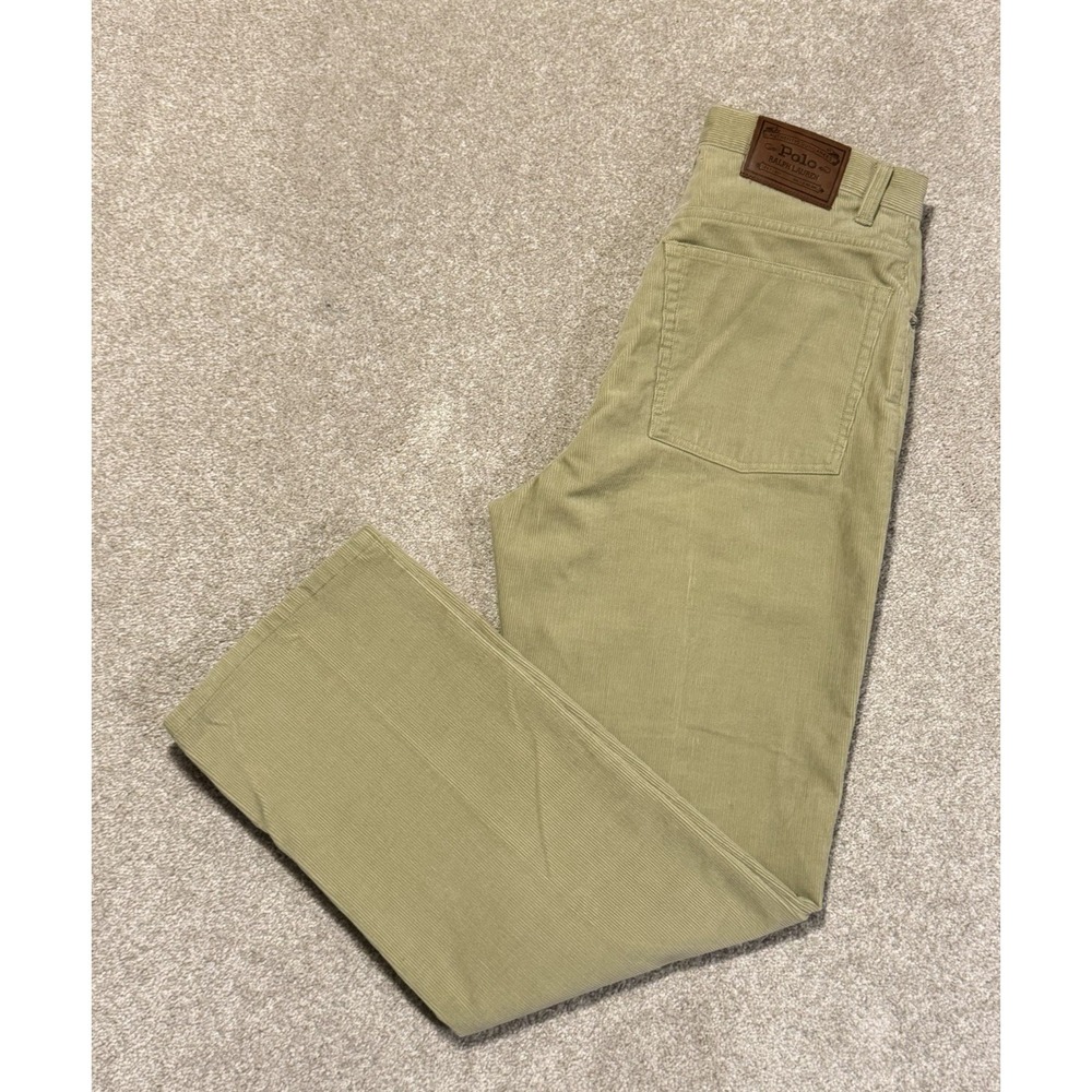 Polo‎ Ralph Lauren Corduroy Trouser 32x30 Straight Tan 100 % Cotton Vtg Tag